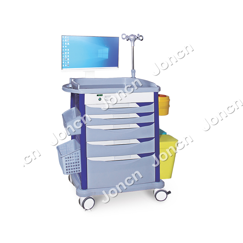 Chariot de soins médicaux sans fil de haute qualité pour hôpital E-WT-750J77B avec tiroirs