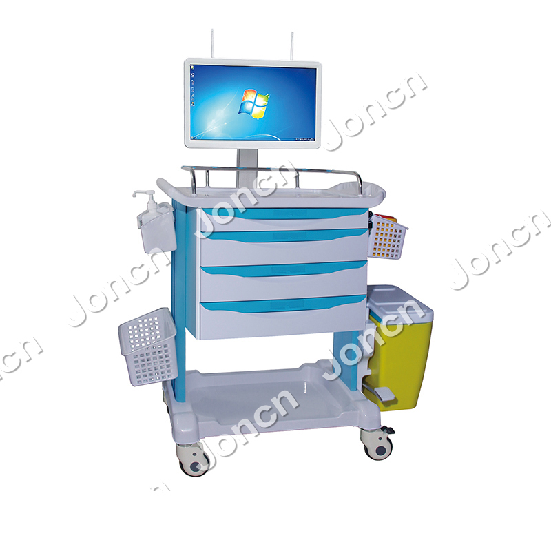 Chariot de soins sans fil E-NT-78023D6 avec poteau et tiroir